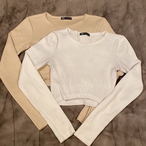 Set 2 Zara texture cropped tops